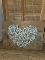 Houten wandbord met schelpenhart, Ophalen, Nieuw