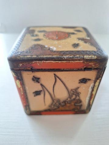 Antiek Niemeijer's oranje Pecco thee blik, 50'er jaren beschikbaar voor biedingen