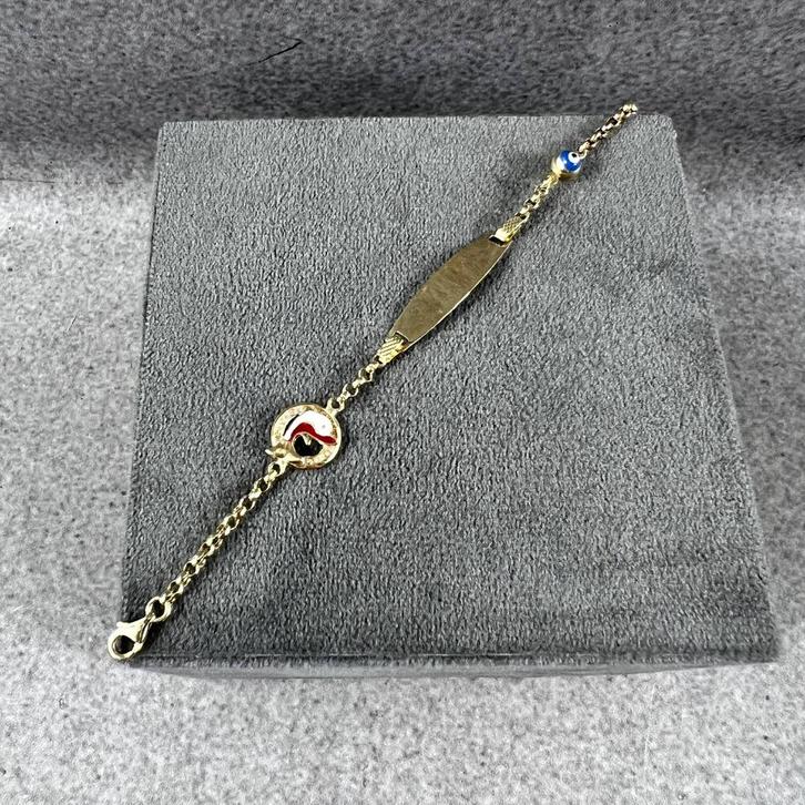 Gouden armband | 14K | 2,9gr | kinderplaatband | 394865, Sieraden, Tassen en Uiterlijk, Armbanden, Zo goed als nieuw, Goud, Goud