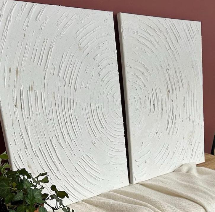 Textured art duo 2x inclusief lijst (t.w.v. €20 per stuk), Antiek en Kunst, Kunst | Schilderijen | Abstract, Ophalen of Verzenden