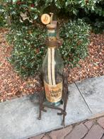 Mooie Oude asbach uralt smeedijzeren fles en rek met dop, Antiek en Kunst, Curiosa en Brocante, Ophalen of Verzenden