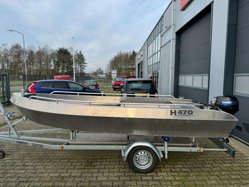 NIEUWE Aluminium Sloep H-470 complete set, trailer en motor, Watersport en Boten, Sloepen, Nieuw, 3 tot 6 meter, Buitenboordmotor