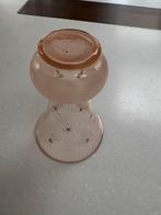 Roze vaasje met bloemen en goud, Huis en Inrichting, Woonaccessoires | Vazen, Ophalen of Verzenden, Minder dan 50 cm, Rood, Glas