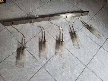 Moderne hanglamp met 5 glazen cilinders beschikbaar voor biedingen