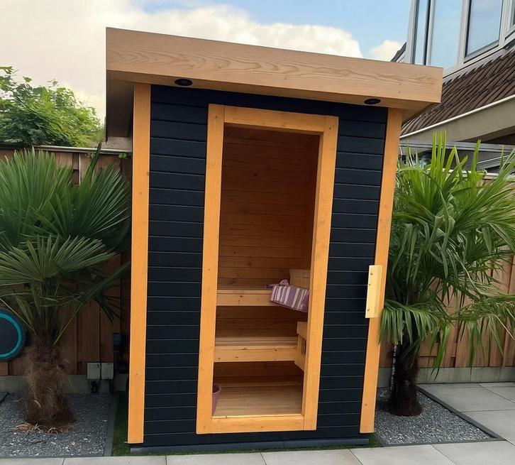 Buitensauna helemaal compleet nog 1 stuk te koop, Sport en Fitness, Sauna, Gebruikt, Complete sauna, Fins of Traditioneel, Ophalen of Verzenden