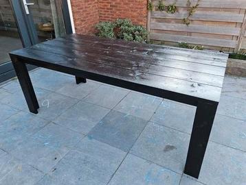 Degelijke Tuintafel van steigerhout 200 x 95 x 76cm , zwart  beschikbaar voor biedingen