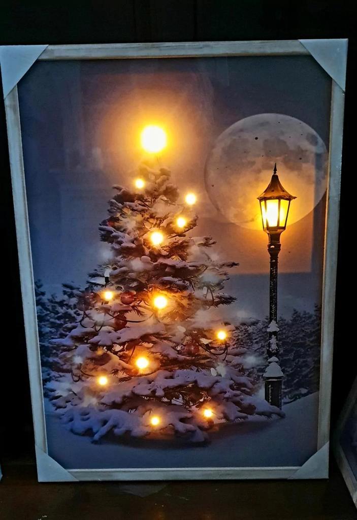 Schilderij Kerstboom LED - Sfeervolle Kerstdecoratie, Huis en Inrichting, Woonaccessoires | Schilderijen, Tekeningen en Foto's