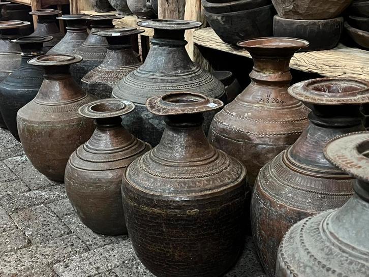 Koperen pot nepal. India potten  sober landelijk hoffzstyle, Huis en Inrichting, Woonaccessoires | Vazen, Zo goed als nieuw, Overige kleuren