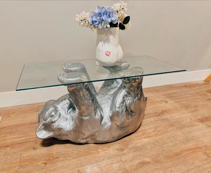 Vintage Beer Salontafel, Zilver Metallic, Jaren 70, Huis en Inrichting, Tafels | Salontafels, Gebruikt, Minder dan 50 cm, 50 tot 100 cm