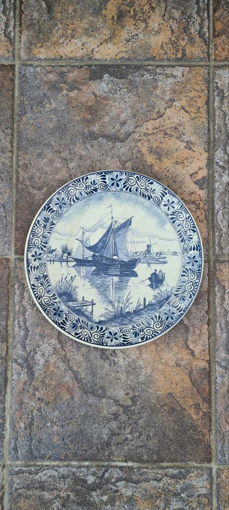 Delfts Blauw Wandbord Boch Belgium Zeilschip, Antiek en Kunst, Antiek | Wandborden en Tegels, Ophalen of Verzenden