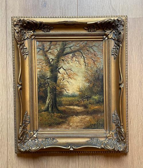 Schilderij op doek, Henricus Rol, goudkleurige lijst, bos II, Antiek en Kunst, Kunst | Schilderijen | Klassiek, Ophalen of Verzenden
