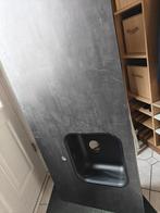 Keukenblad met wasbak, Ophalen, Zwart, 150 tot 200 cm, Zo goed als nieuw