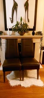 2 H&H brown leather stools, Huis en Inrichting, Stoelen, Ophalen, Twee, Bruin, Leer