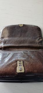 Leren schooltas / aktetas met laptopvak, Gebruikt, Bruin, Leer, Ophalen