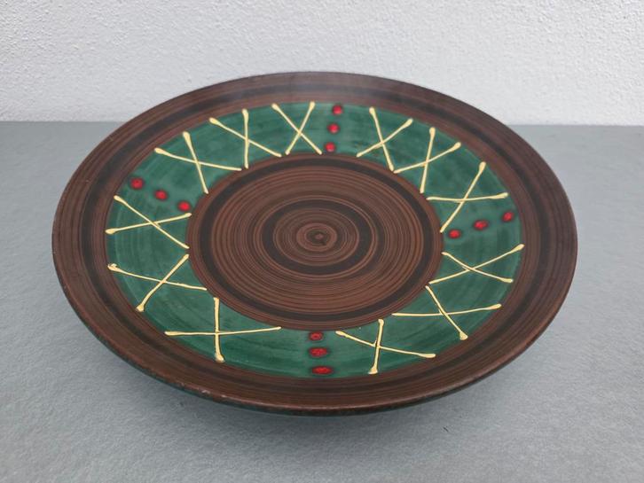 Vintage west Germany Aardewerk Schaal met Decoratie, Huis en Inrichting, Woonaccessoires | Schalen en Manden, Schaal, Rond, Steen of Aardewerk