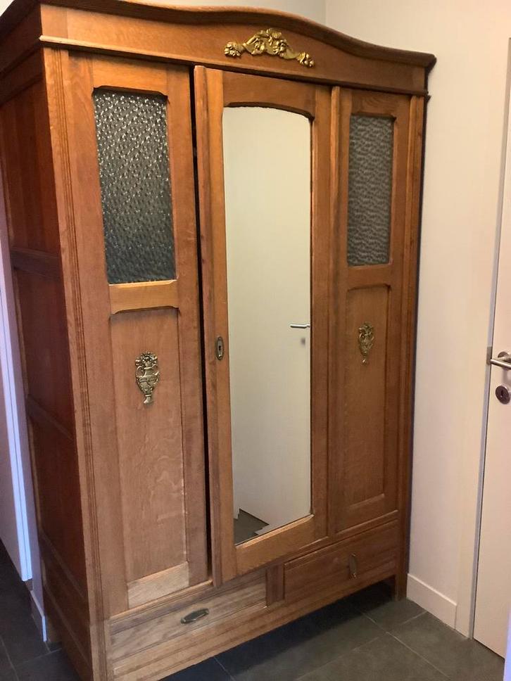 Brocante antiek kast spiegelkast eiken.  1 deur, Antiek en Kunst, Antiek | Meubels | Kasten, Ophalen