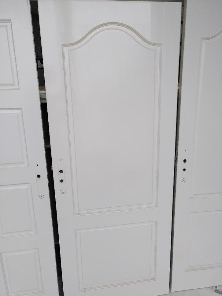 Paneeldeuren (binnen) 2x, Doe-het-zelf en Verbouw, Deuren en Horren, Gebruikt, Binnendeur, 200 tot 215 cm, Minder dan 80 cm, Hout