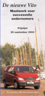 Prijslijst Mercedes Vito, september 2003, Boeken, Auto's | Folders en Tijdschriften, Ophalen of Verzenden, Nieuw, Mercedes
