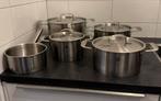 5 delige pannenset zilverkleurig zwilling, Overige materialen, Gebruikt, Pannenset, Ophalen of Verzenden