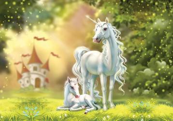 Veulen en eenhoorn behang, kinderkamer, Fantasy, 368x254  beschikbaar voor biedingen