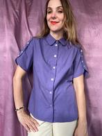 Vintage blouse / overhemd - korte mouwen - paars - M/38, Maat 38/40 (M), Paars, Ophalen of Verzenden, Vintage