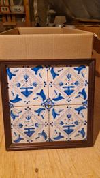 Antieke Tegeltableau Blauwe Bloemen, Antiek en Kunst, Ophalen