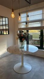 Massief marmeren rode eettafel, wit, Ophalen, Gebruikt, 100 tot 150 cm, Rond