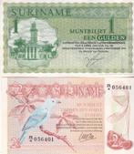 SURINAME 50 JAAR ONAFHANKELIJK   1 EN  2 ½  GULDEN, Postzegels en Munten, Bankbiljetten | Nederland, Ophalen of Verzenden, 100 gulden
