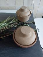 2x mooie stenen schaaltjes/soepkommen met deksel., Ophalen, Overige stijlen, Aardewerk, Schaal of Schalen