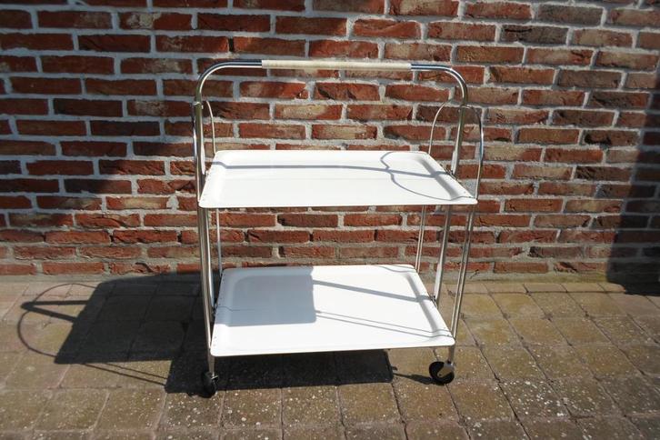 Vintage Raquer Trolly Wit Chroom, Verzamelen, Retro, Huis en Inrichting, Ophalen of Verzenden