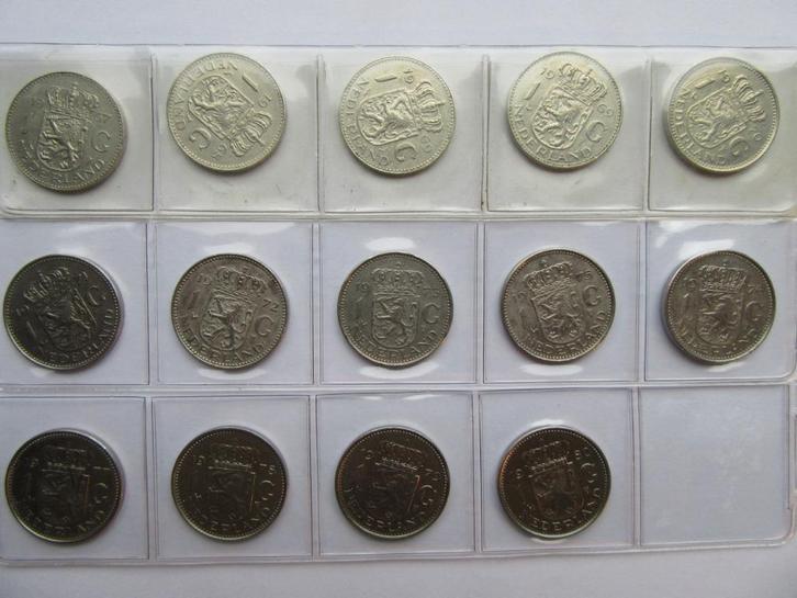 Nederland 14 guldens Juliana alle jaren 1967-1980, Postzegels en Munten, Munten | Nederland, Setje, 1 gulden, Koningin Juliana