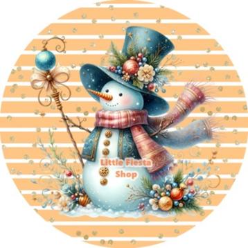 L985 ouwel sneeuwman 20x4,7cm eetbare cupcake rondjes  beschikbaar voor biedingen
