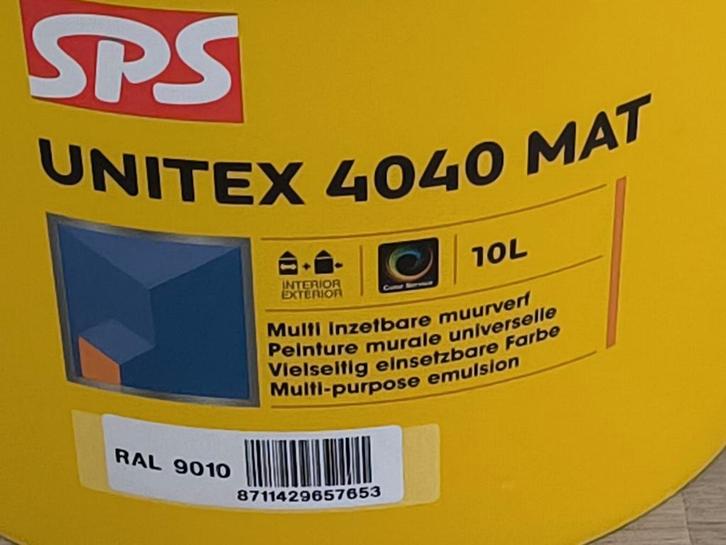 Emmer SPS 4040 mat 10 liter ral9010, (gebroken wit), Doe-het-zelf en Verbouw, Verf, Beits en Lak, Nieuw, Wit, Ophalen