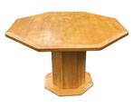 Vintage eettafel achthoek octagon hout design jaren 70, Rechthoekig, Eikenhout, Ophalen, Vijf personen of meer