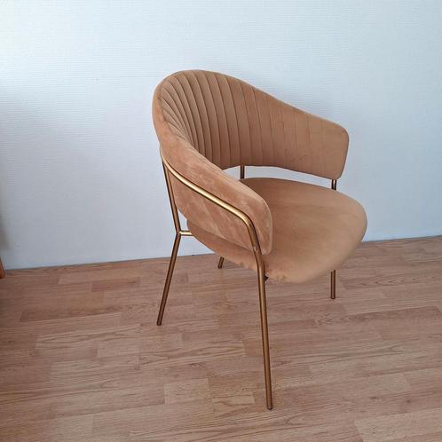 4 velours goudgele stoelen met armleuning, Huis en Inrichting, Stoelen, Zo goed als nieuw, Ophalen