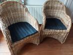 Rieten Rotan Stoelen - Set van 2, Huis en Inrichting, Stoelen, Ophalen, Gebruikt, Twee, Bruin