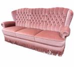 Roze vintage bank fauteuils franjes queen ann velvet barok, Ophalen