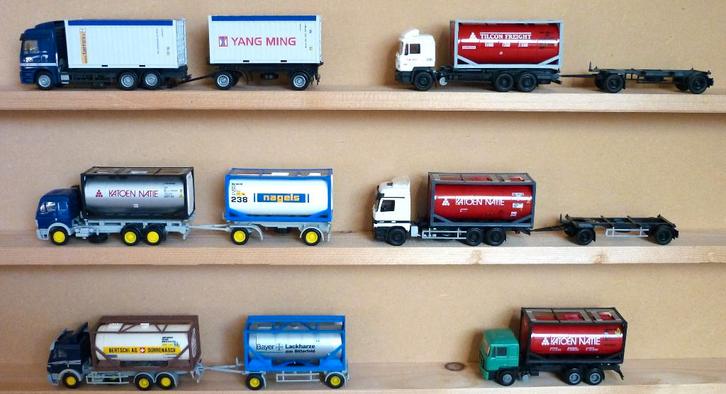 Vrachtwagens voor containervervoer 20ft containers   HO 1/87, Hobby en Vrije tijd, Modelauto's | 1:87, Zo goed als nieuw, Bus of Vrachtwagen