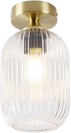 Qazqa - Ceiling lamp - art deco glas en goud, Huis en Inrichting, Lampen | Plafondlampen, Ophalen of Verzenden, Nieuw, Glas, Art deco