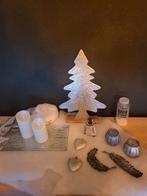 Kerstdecoratie set metalen kerstboom, kaarsen wit zilver, Diversen, Ophalen of Verzenden, Zo goed als nieuw