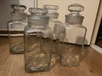 4 brocante glazen stopflessen, Ophalen of Verzenden