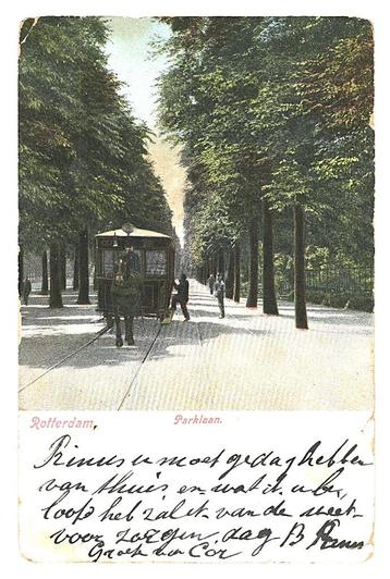 981654 Rotterdam Parklaan Paarden tram Gelopen met zegel  beschikbaar voor biedingen