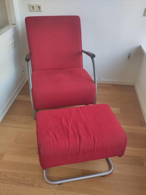 Twee fauteuils met hocker, Huis en Inrichting, Fauteuils, Gebruikt, Stof, 75 tot 100 cm, Ophalen