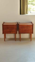 Vintage Teak Nachtkastjes - Deens Design, Gebruikt, Minder dan 45 cm, Ophalen of Verzenden, Minder dan 55 cm