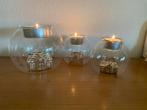 Rivièra Maison glazen waxinelicht houders, Ophalen of Verzenden, Gebruikt, Overige materialen, Minder dan 25 cm