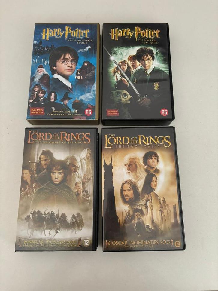Harry potter 1 en 2 en lord of the rings 1 en 2 videobanden, Verzamelen, Harry Potter, Gebruikt, Overige typen, Ophalen of Verzenden