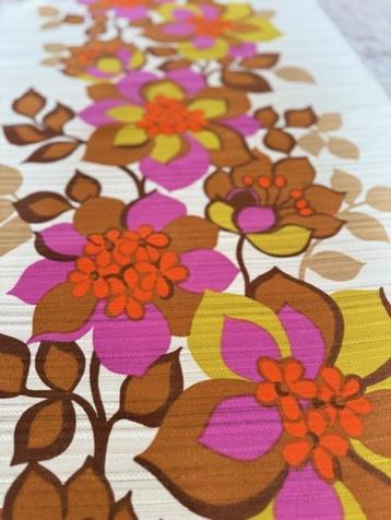 Stof grote bloemen gordijnstof jaren 70 vintage beschikbaar voor biedingen