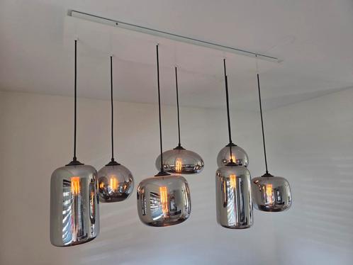 7-lichts hanglamp met smoke glazen, Huis en Inrichting, Lampen | Hanglampen, Zo goed als nieuw, Ophalen of Verzenden