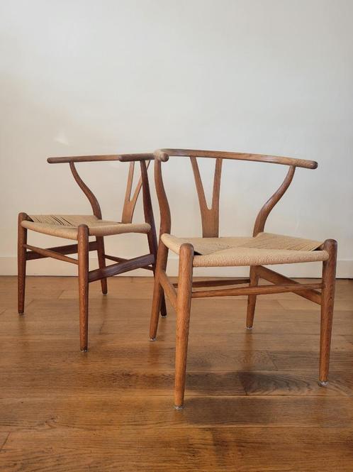 Vintage CH24 stoelen van Hans J. Wegner voor Carl Hansen, Huis en Inrichting, Stoelen, Gebruikt, Twee, Hout, Bruin, Ophalen