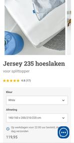 2x Auping splittopper hoeslaken | wit | organic jersey 235 g, Tweepersoons, Ophalen of Verzenden, Zo goed als nieuw, Wit